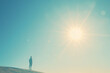 © BACKGROUND GALLERY - Shining sun at clear sky with copy space. Sun with bright beams at the clear blue sky with copy space