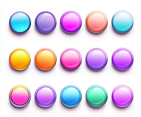 Wall Mural - Colorful Gradient Button Set – Vector Illustration for UI, Web Design, Mobile Apps, and Forms, Featuring Flat Style with High-Resolution Gradients on a White Background