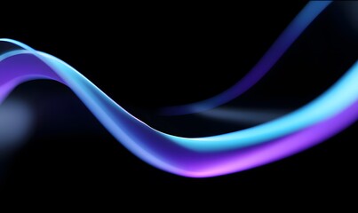 Wall Mural - abstract digital background, flowing wave lines in vibrant neon colors on a pure black background, g