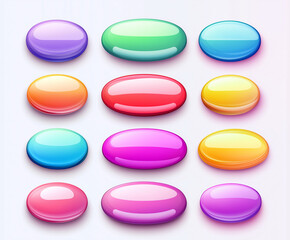Wall Mural - Colorful Gradient Button Set – Vector Illustration for UI, Web Design, Mobile Apps, and Forms, Featuring Flat Style with High-Resolution Gradients on a White Background