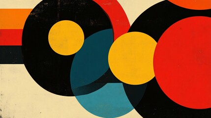 Poster - Geometric Circles in Vibrant Colors creating an Eye-Catching Retro Pattern