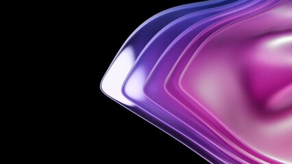 Poster - 3d render abstract background on dark background, Transparent glossy glass, Colorful curve glass with dispersion.