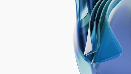 Poster - 3D Abstract background on light background, gradient glass with blue dispersion, Iridescent design element for banner background.