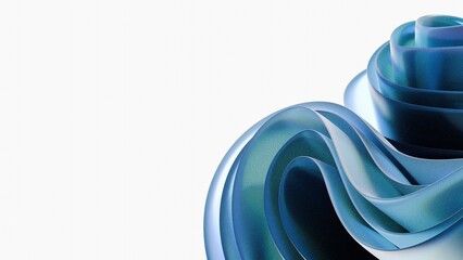 Poster - 3D Abstract background on light background, gradient glass with blue dispersion, Iridescent design element for banner background.