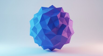 Poster - Abstract Low Poly 3D Sphere Geometric Shape Design Digital Art Illustration