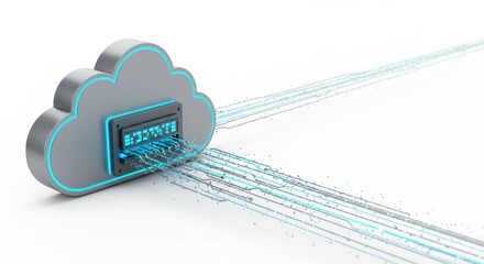 Poster - Cloud Computing Data Transfer Network Digital Technology Server 3D Render Illustration