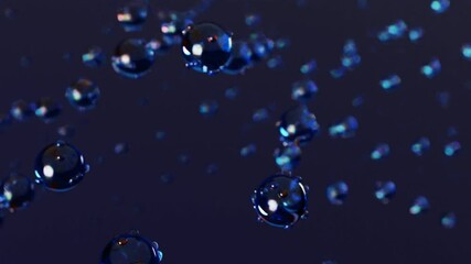 Poster - 3d render abstract moving bubble animation with dark background