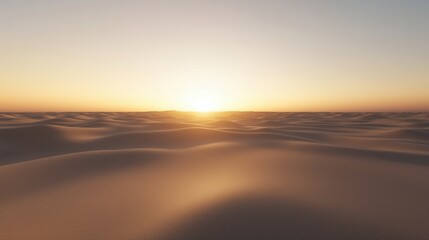 Wall Mural - a serene view of rolling sand dunes under a golden sunset sky.