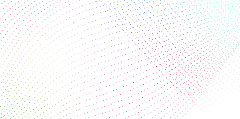 Poster - Abstract halftone flowing wavy colorful gradient dots shape isolated on transparent background. Digital future technology concept. Design for web design, music, cover, technology, science, data