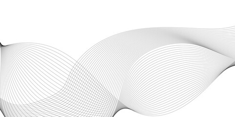 Poster - Thin wavy curve line vector background. Curve wave seamless pattern background. Black and grey wave curve lines motion vector background. Black Wavy Lines Isolated on White Abstract Background Design