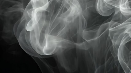 Poster - Abstract billowing smoke or vapor against a dark background creating a soft flowing and ethereal effect