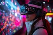 © achmad - Woman VR Experience in Vibrant Night City