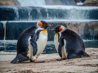 Wall Mural - Penguins in their enclosure.
