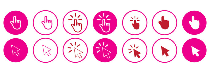 Leinwandbilder - Computer mouse click cursor gray arrow icons set and loading icons. Cursor icon. Vector illustration. Mouse click cursor collection.
