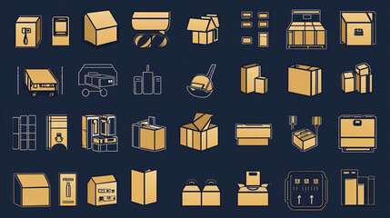 Poster - Boxes packaging shipping cardboard delivery carton storage moving product package container freight supplies 3d