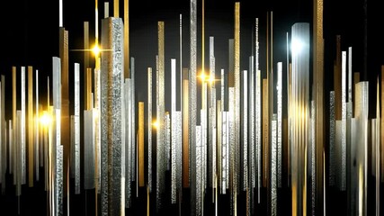 Poster - dynamic abstract metallic structures reflections of light in silver, gold, and bronze create shimmer