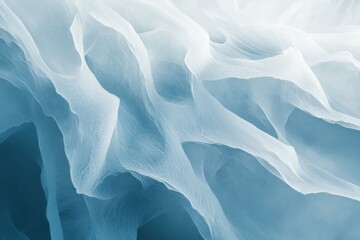 Leinwandbilder - Frozen ice crystals create delicate abstract patterns in soft blue-white shades highlighting winters beauty and minimalism