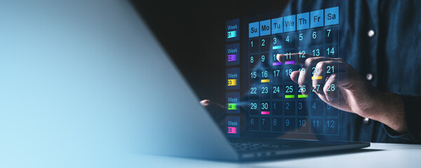 Poster - Digital calendar interface on laptop screen.