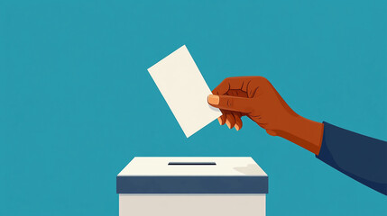 Poster - vote election concept illustration with ballot box and hand for democratic process and government 20