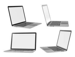 Poster - Laptop mockup with blank screens in multiple angles for product display. 3D Rendering