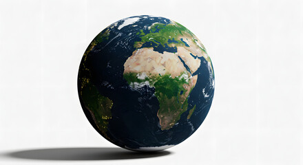 realistic earth globe isolated on white background with shadows in 3d rendering