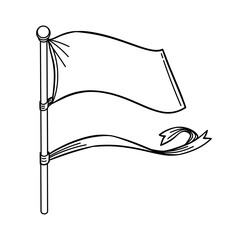 Poster - A simple black and white flag banner vector icon isolated over white background.