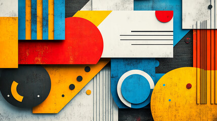 Poster - Abstract geometric art design colorful shapes and lines modern art background for graphic design projects