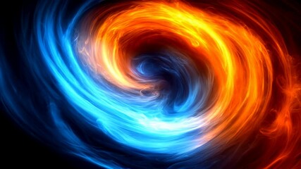 Poster - Mesmerizing swirling vortex of luminous blue and fiery orange energy in motion