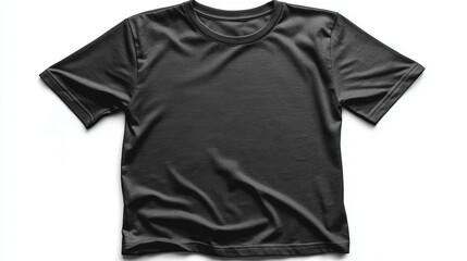 Poster - Black t shirt short sleeve crew neck apparel clothing fashion style casual basic blank template mockup 100