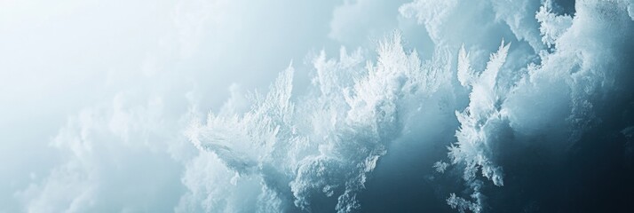 Poster - Delicate frozen ice crystals showcase intricate patterns in a soft blue-white gradient reflecting winter minimalism