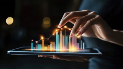 Poster - Digital Growth, Analyzing Data on Tablet