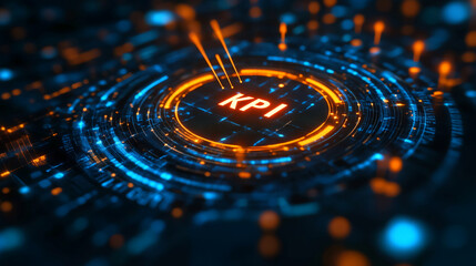 Poster - Kpi metrics dashboard visualization technology digital performance indicators abstract background design