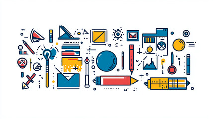 Poster - creative tools and design elements illustration for graphic designers and artists vector background 
