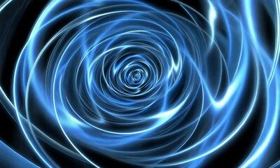 Poster - Abstract Animation of Glowing Blue Concentric Rings Radiating Outwards in Hypnotic Loops made with Generative AI technology