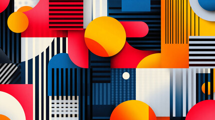 Poster - abstract geometric background design with colorful shapes for modern art and decoration style