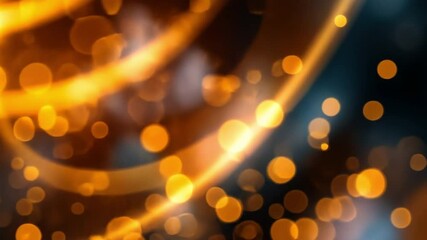 Poster - Abstract background of glowing orange and yellow bokeh lights against dark backdrop, creating warm atmosphere that evokes celebration and joy with shimmering tones.