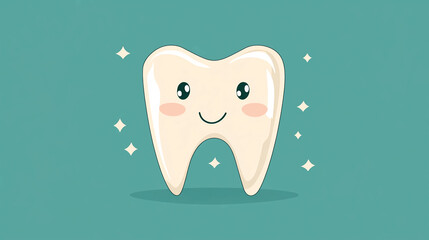 Poster - Cute tooth illustration for dental care and oral hygiene awareness and educational resources for kids health