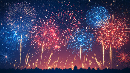 Poster - Fireworks display background for celebration new year independence day holiday event festive night sky show