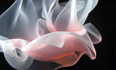 Poster - Abstract Loop of Delicate White Light Spots Glowing in a Black Void Emerging from Ethereal Smoke made with Generative AI technology
