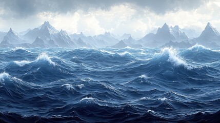 Naklejka na meble A mesmerizing, seamless pattern unfolds, a tranquil ocean's depths reflected in every ripple, a gentle sea top view repeated ad infinitum. 