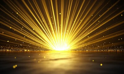 Poster - Soothing Animation of Soft Golden Light Rays Spreading from a Central Source into a Warm Gradient made with Generative AI technology