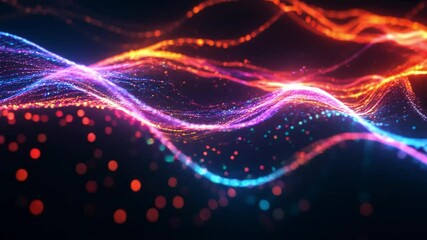 Fototapete - Abstract wave texture with light lines on slow motion background.