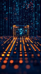 Poster - futuristic digital data stream visualization cyber space digital art high-tech environment abstract 