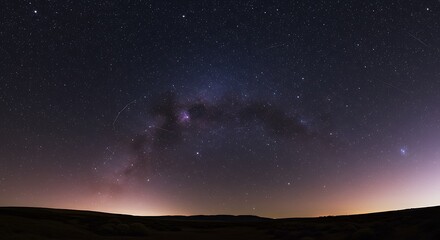 Milky Way's Embrace: Night Sky Panorama AI Generated