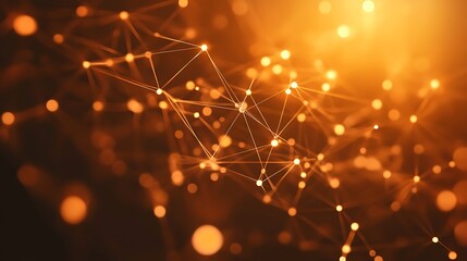 Poster - A digital web of connected circuits and chips, glowing in electric orange against a dark background, creating a vibrant and futuristic look
