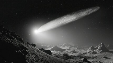 Wall Mural - A comet passing by a distant planet in deep space.