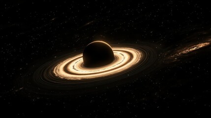 Wall Mural - A planet orbiting inside a black hole, unaffected by its pull.