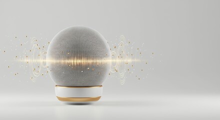 Poster - Abstract Sphere with Glowing Energy Waves and Particles Emanating Outward, Visualizing Technology and Innovation in a Modern Design