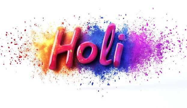 Vector Holi colorful powder illustration with text Holi on a plastic background design