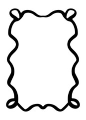 Poster - Vintage vector hand drawn border frame isolated on transparent background with copy space. Retro scallop, zigzag wavy edges rectangular frame,  black and white drawing in doodle